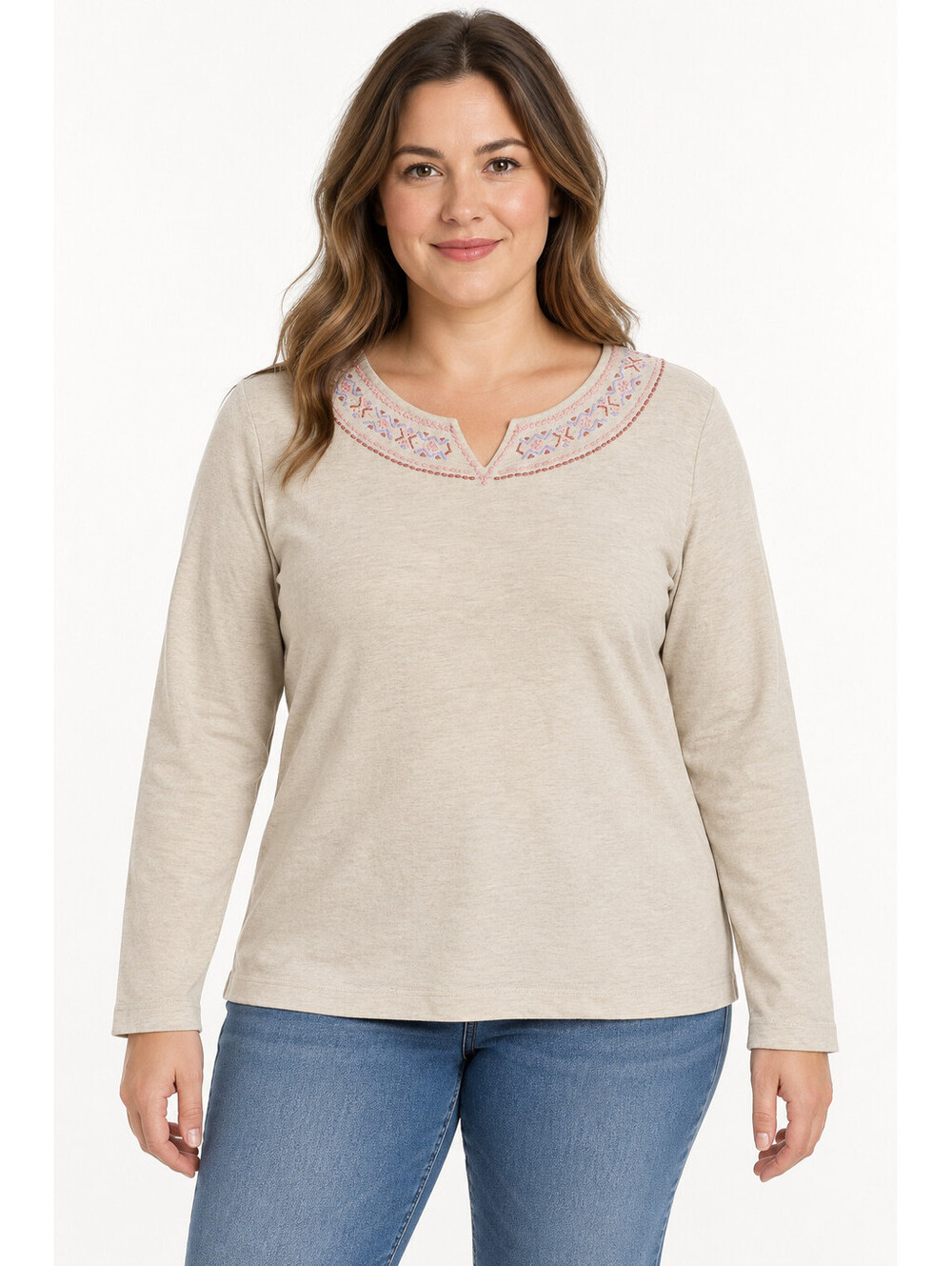Vintage Bechamel Size L Cotton Embroidered Boho Folk Cottagecore Long Sleeve Top